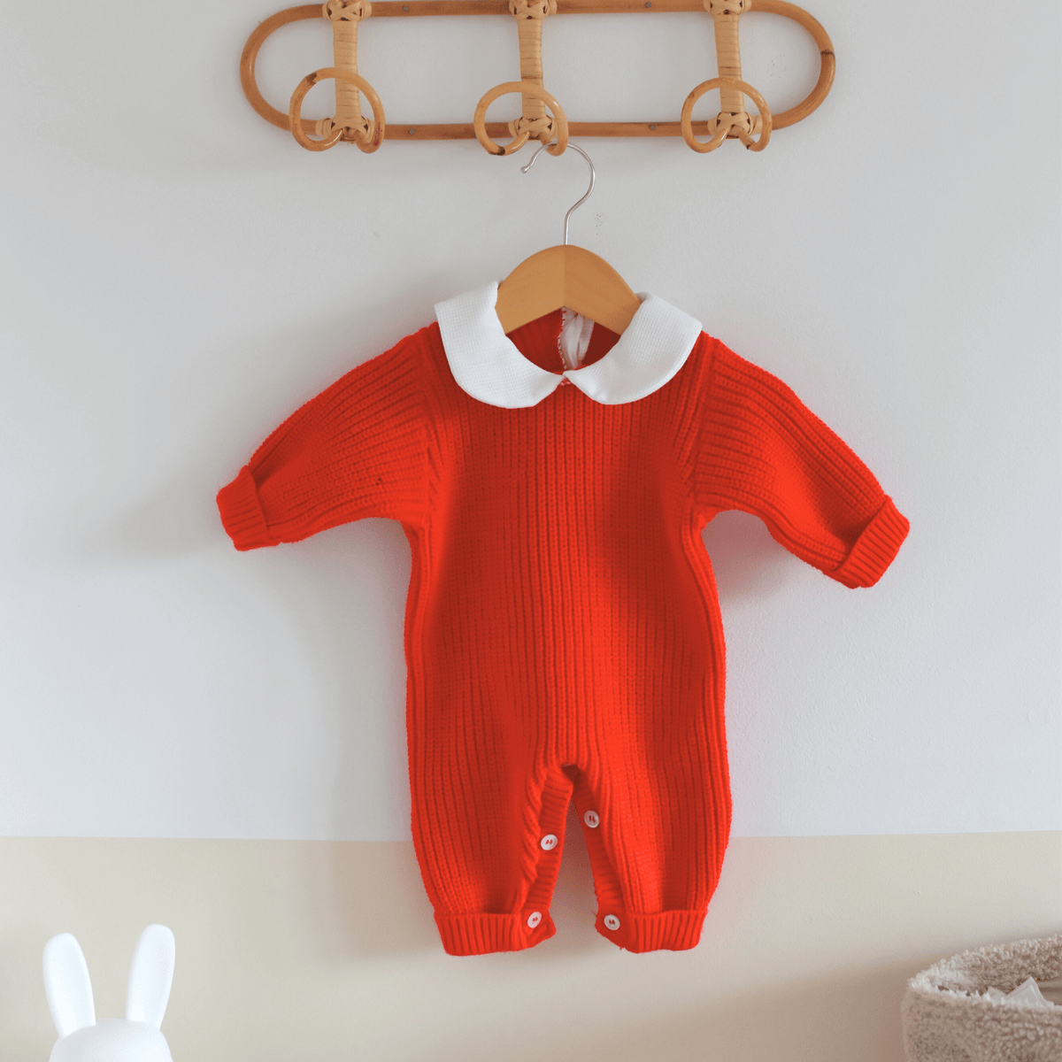 Tenue de Noël bébé en maille souple, rouge ou bordeaux