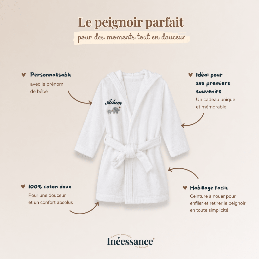 Peignoir bébé en coton ultra doux et absorbant