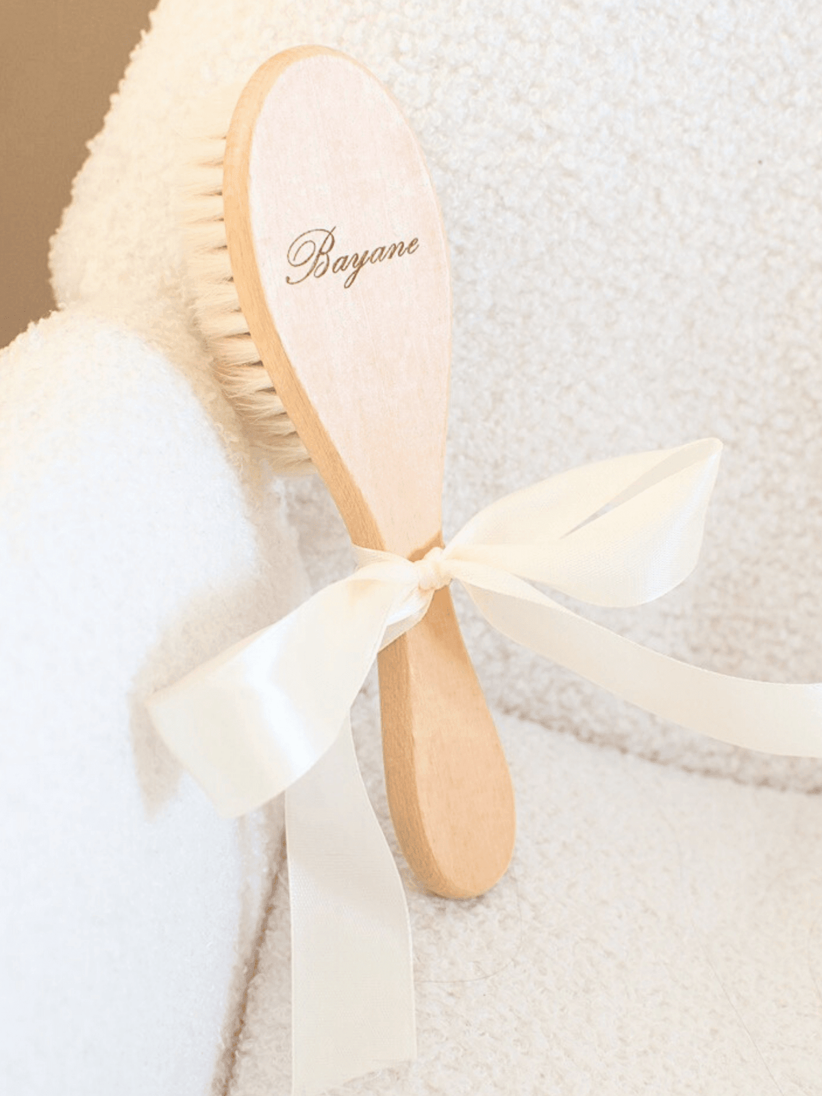 Brosse à cheveux personnalisable pour bébé, manche en hêtre