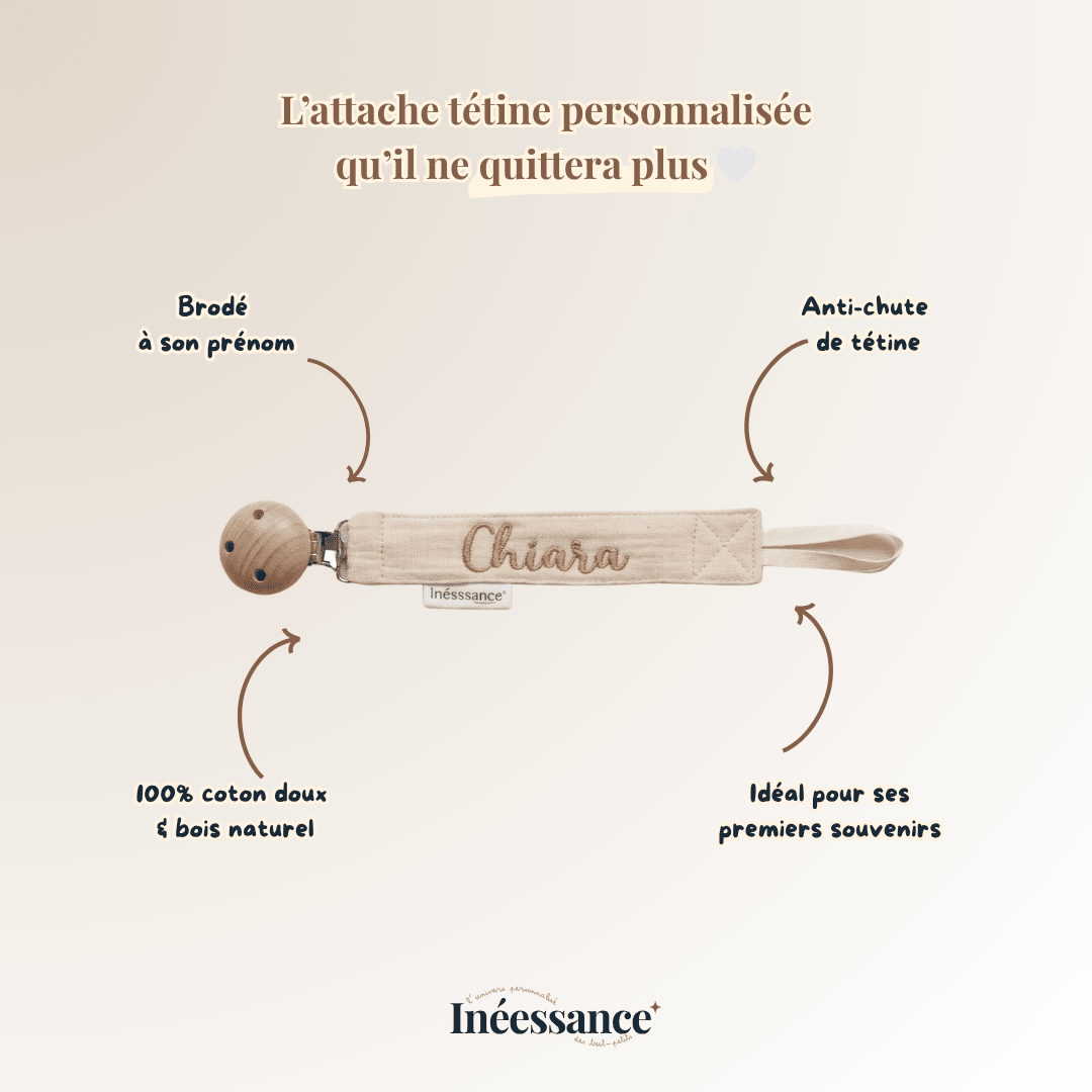 Attache tétine gaze de coton Ineessance, plusieurs coloris