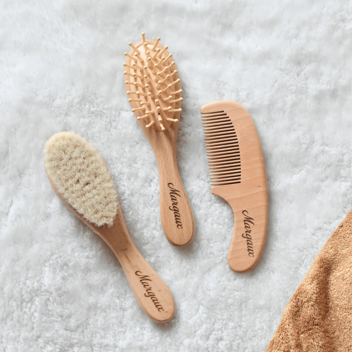 Set de brosses en bois Ineessance, de la naissance à l'enfance
