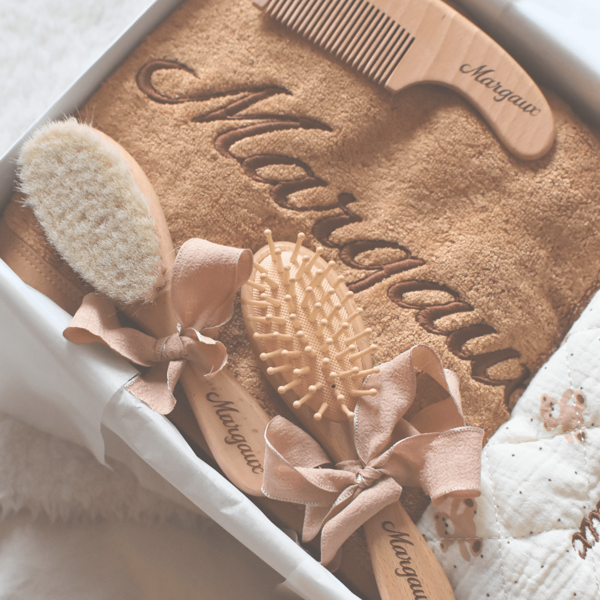 Set de brosses bébé personnalisé, cadeau de naissance ou baptême