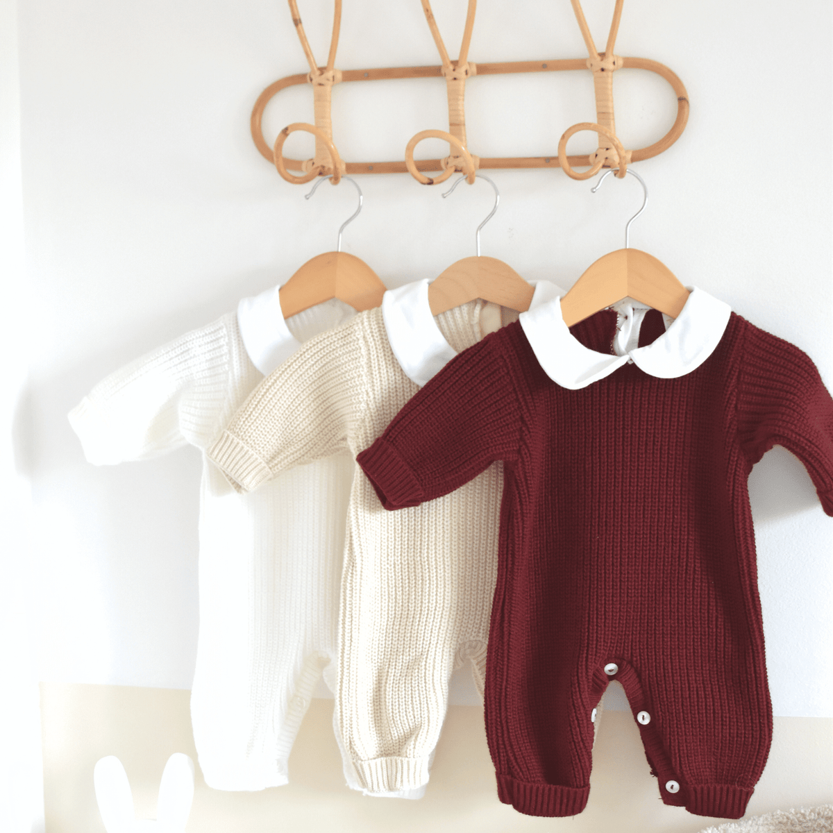 Combinaison tricot bébé à col Claudine, ensemble 3 pièces