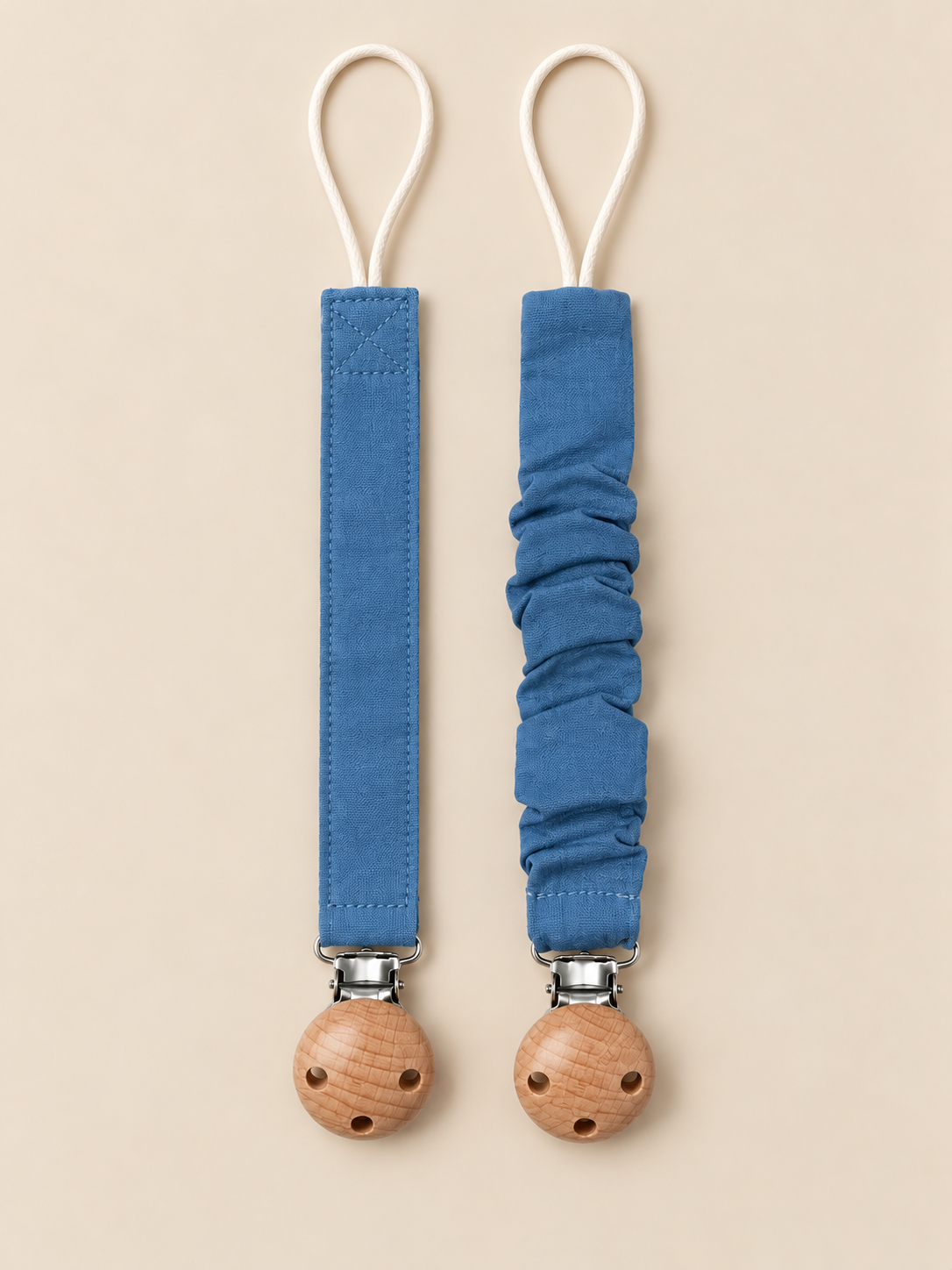 Lot de 2 attaches tétine bleues personnalisées au prénom