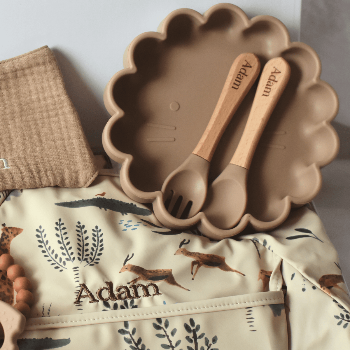 Set de table fleur en silicone personnalisé au prénom