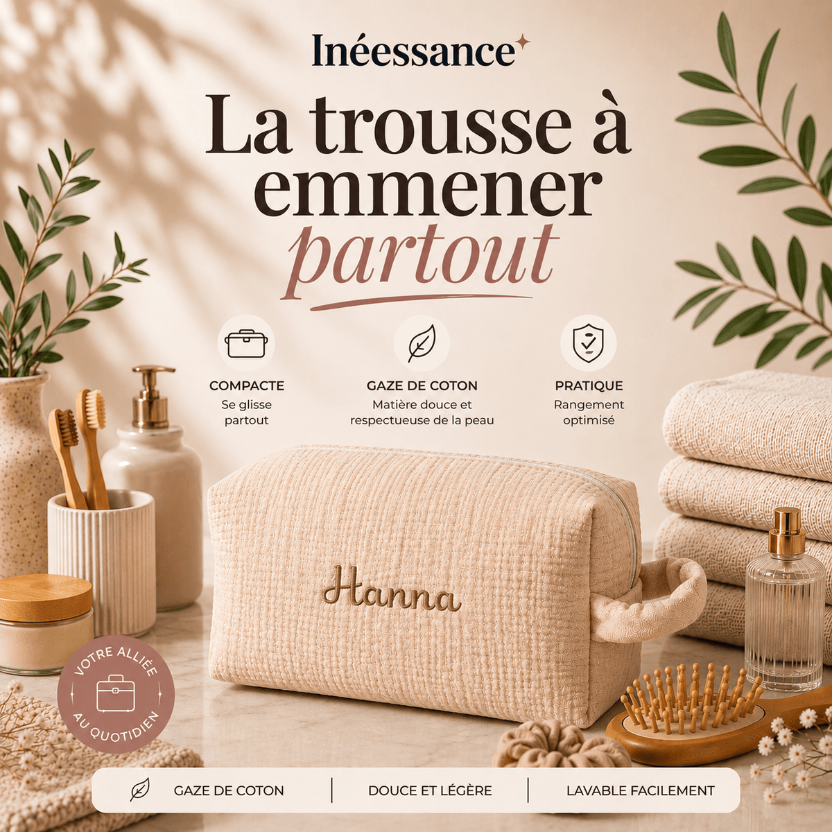 Trousse de toilette bébé personnalisable, cadeau aux jeunes parents