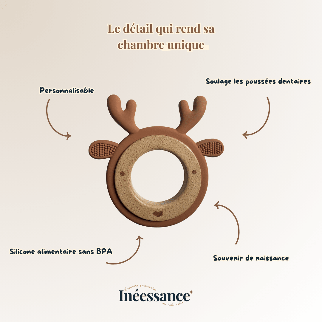 Anneau de dentition Chat personnalisable avec le prénom gravé