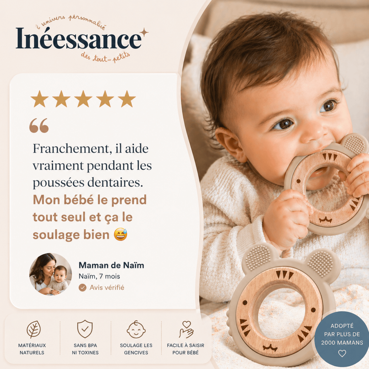 Grignoteur Tigre en silicone alimentaire souple et sans BPA