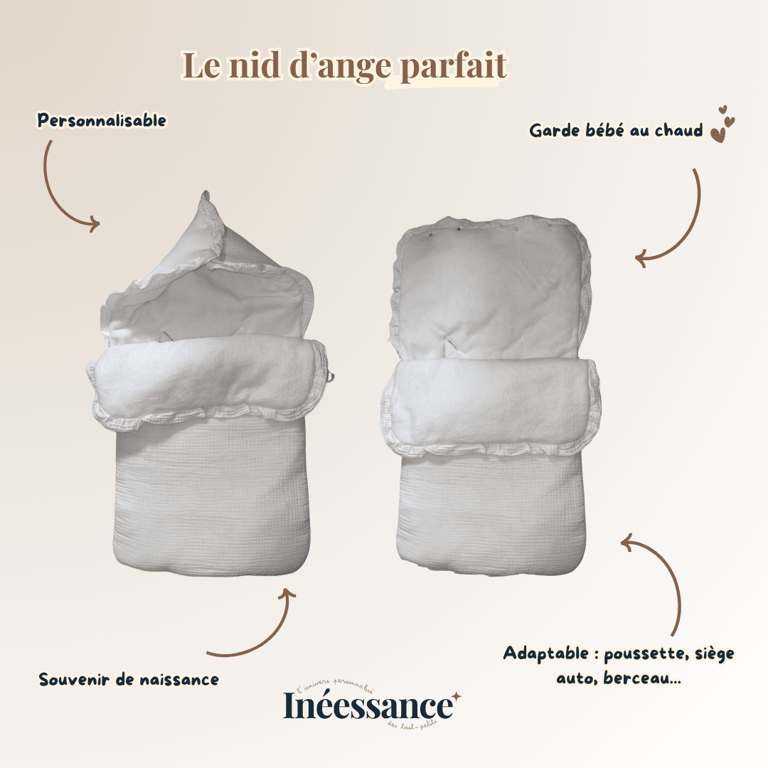 Détail des finitions du nid d'ange bébé