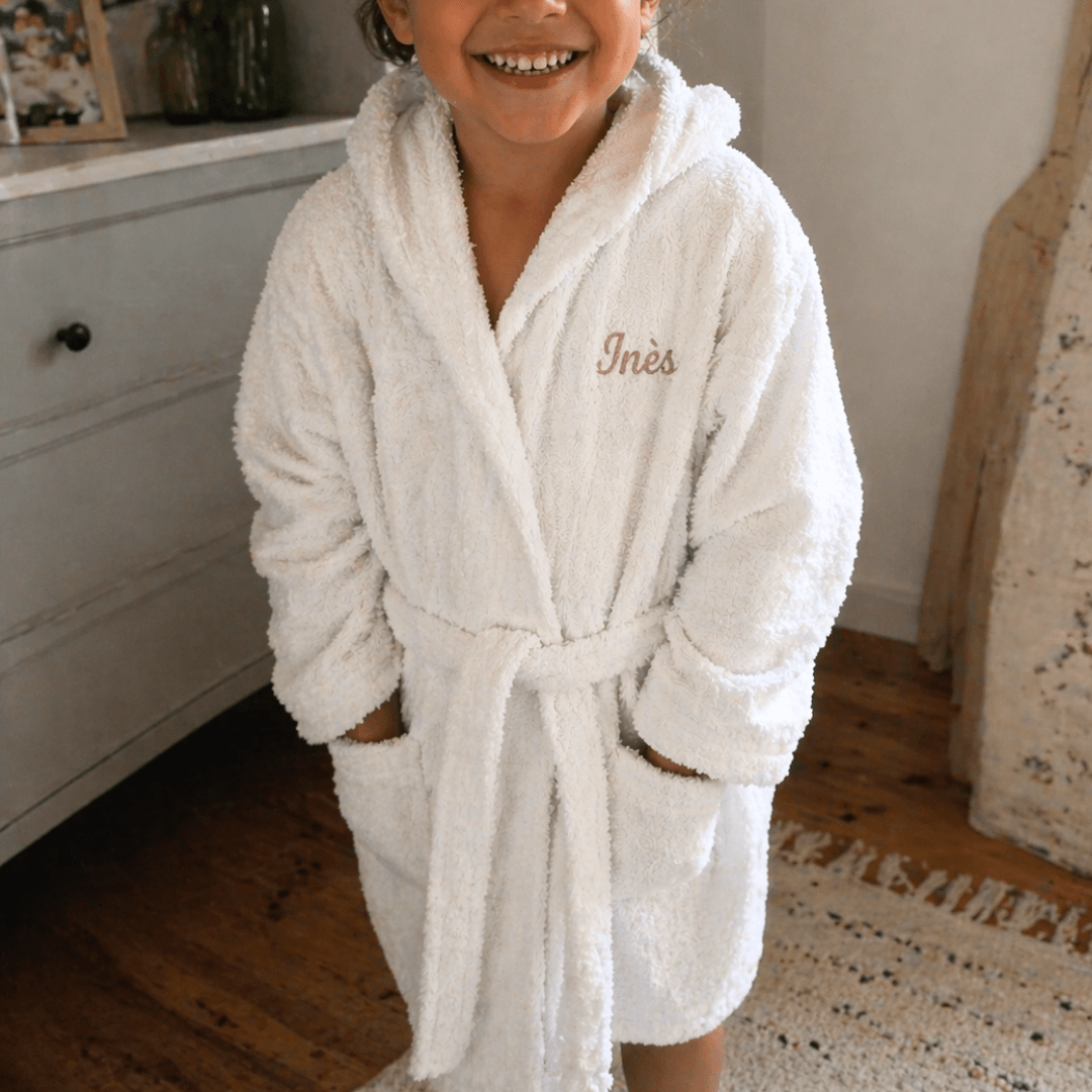 Peignoir enfant personnalisé en coton avec prénom brodé