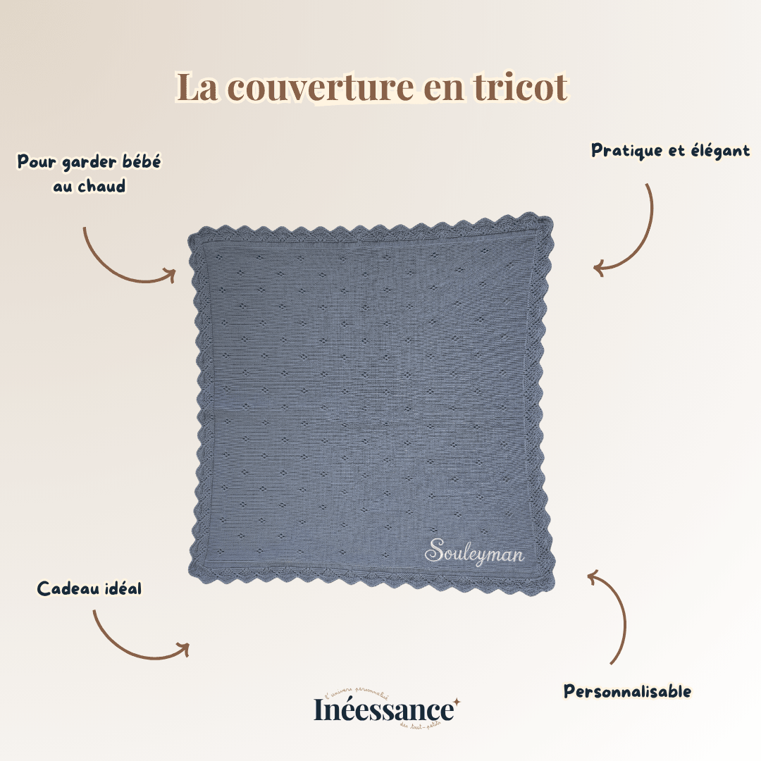 Détail de la maille de la couverture bébé en tricot
