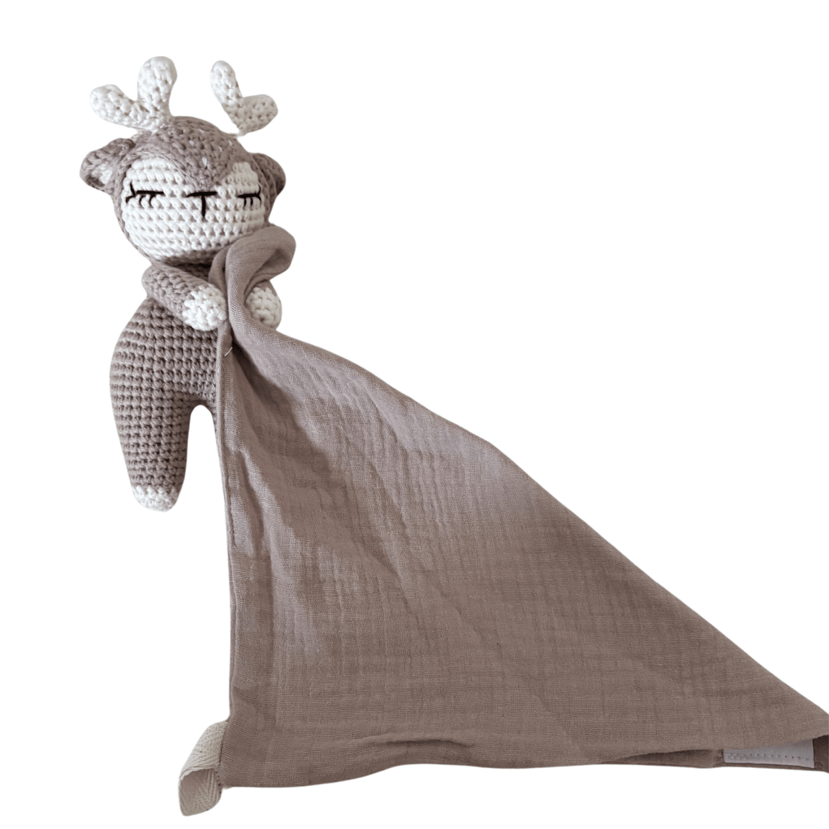 Doudou plat en crochet et coton, cadeau de naissance