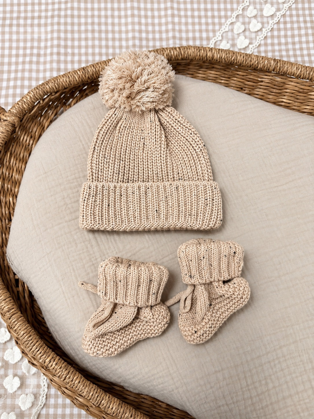 Bonnet et chaussons bébé en maille de coton