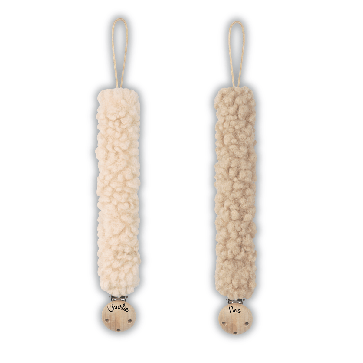 Attache-tétine en tissu Teddy avec gravure personnalisable