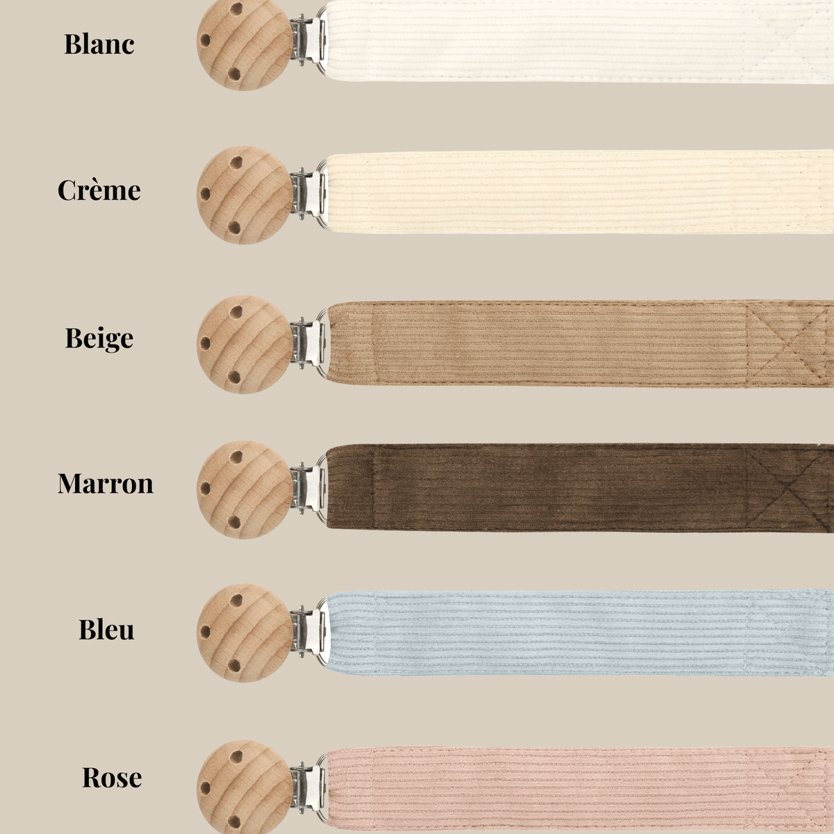 Attache tétine velours Ineessance, coloris au choix