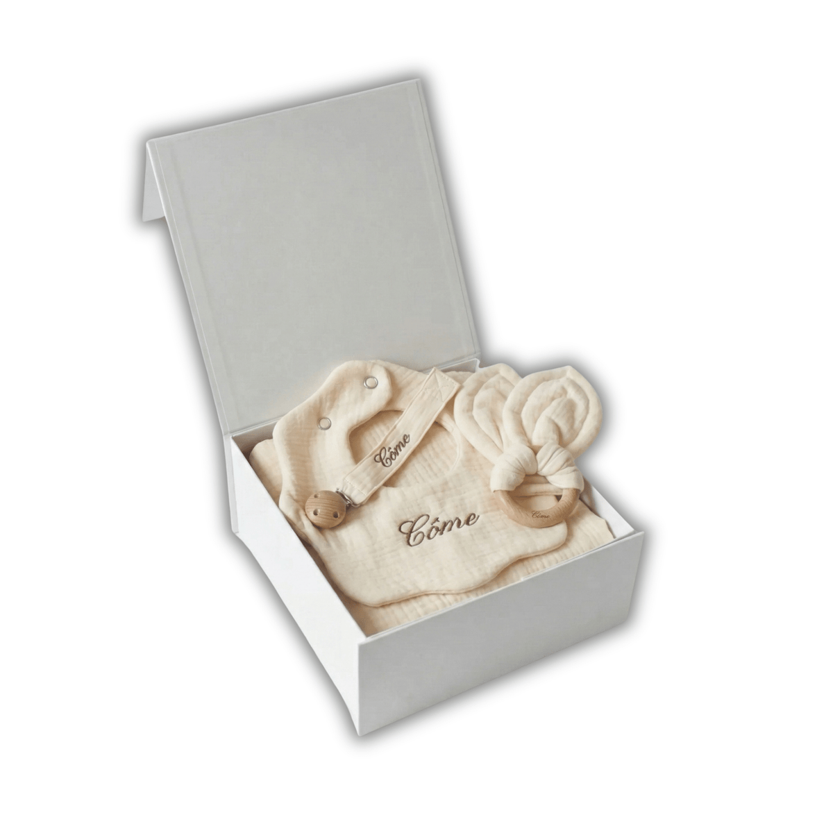 Coffret Mini Essentiel personnalisé, box cadeau de naissance 3 pièces