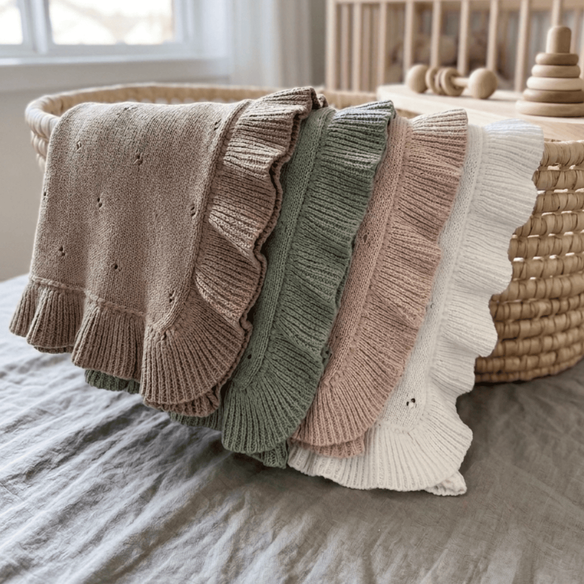 Couverture bébé en maille froufrou personnalisée au prénom
