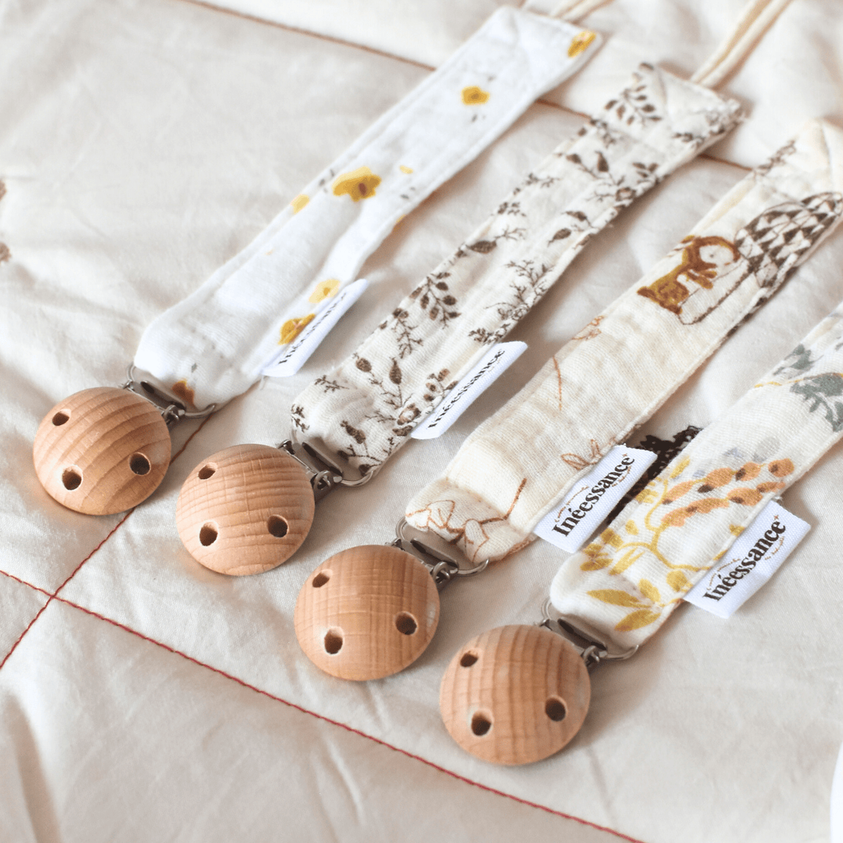 Attache tétine en gaze de coton imprimée, cadeau de naissance