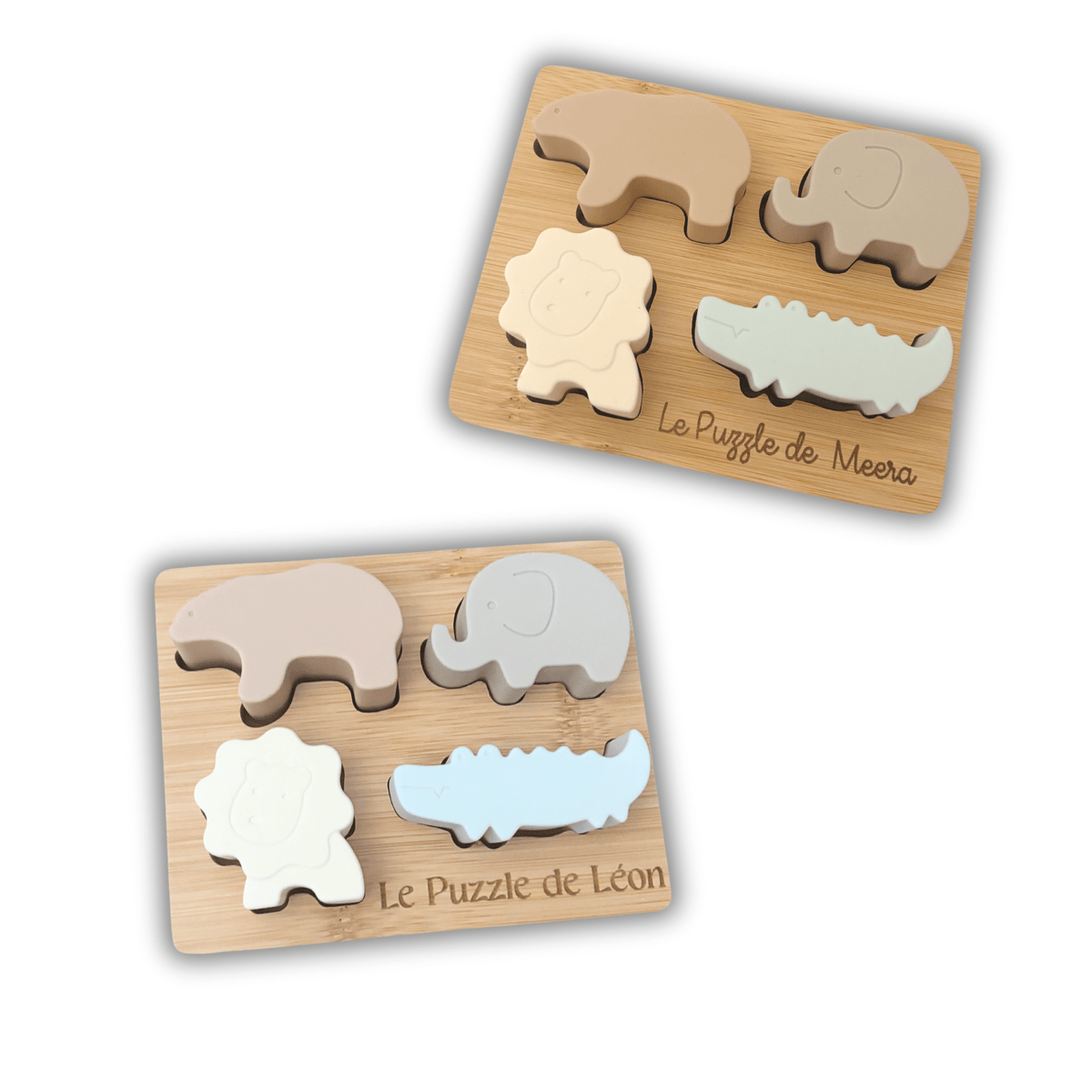 Puzzle Montessori en bois personnalisé avec le prénom de bébé