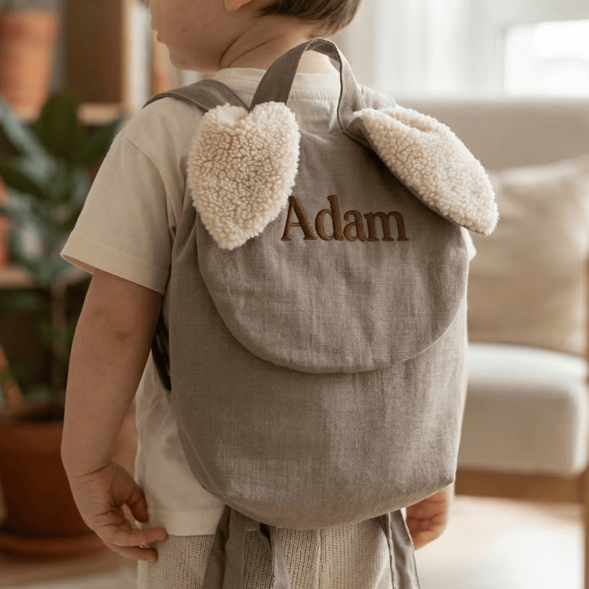 Sac à dos bébé Lapinou personnalisé avec prénom brodé