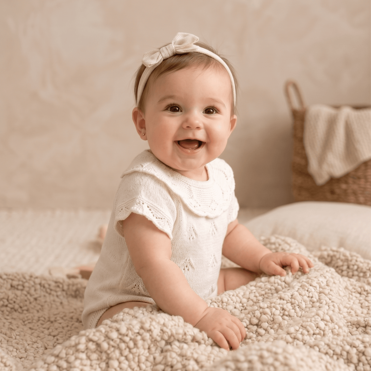 Barboteuse Doux Souvenirs en tricot de coton pour nouveau-né