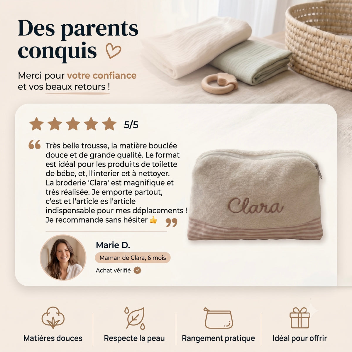 Trousse de toilette nomade Ineessance, coloris au choix