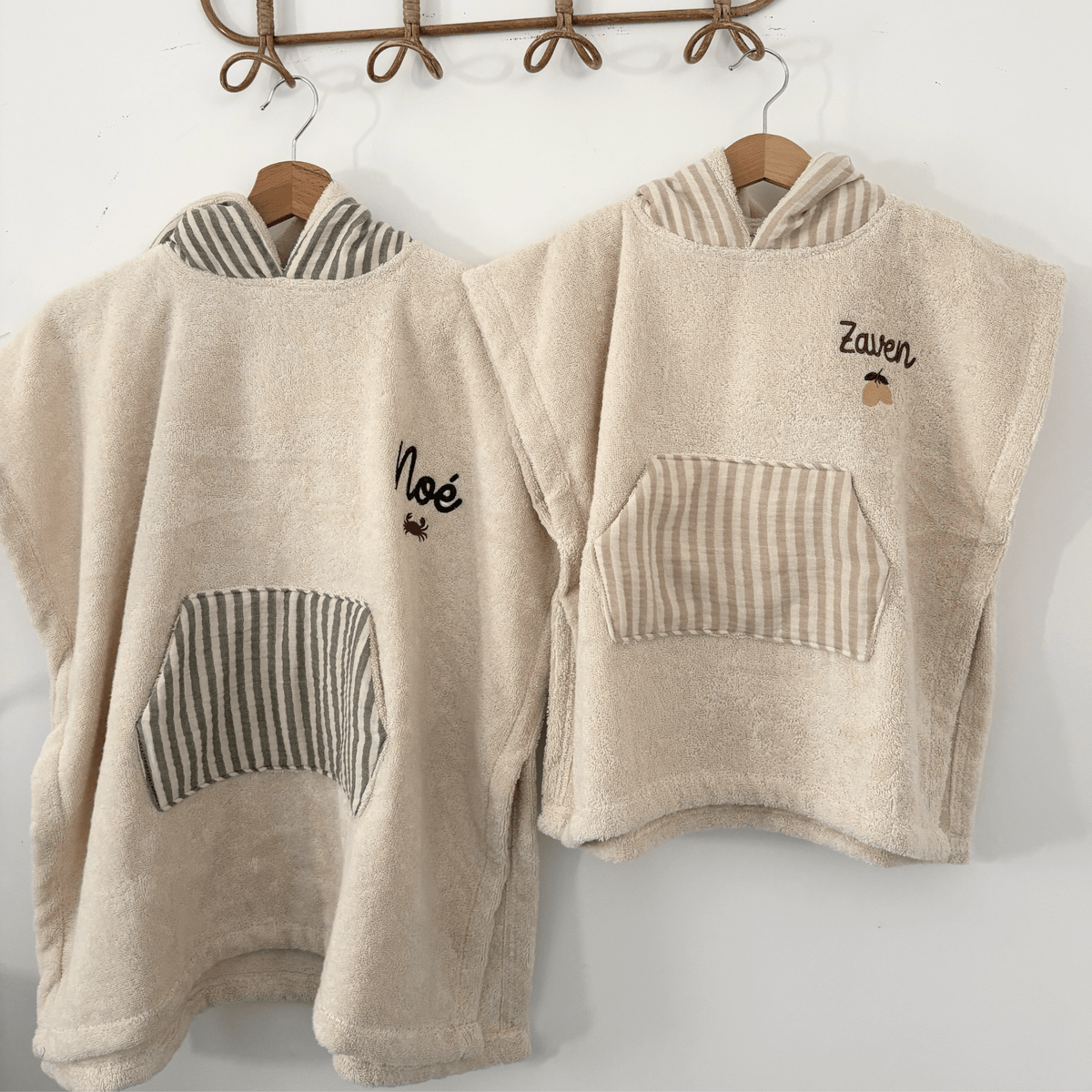 Poncho de plage personnalisé en éponge et gaze de coton