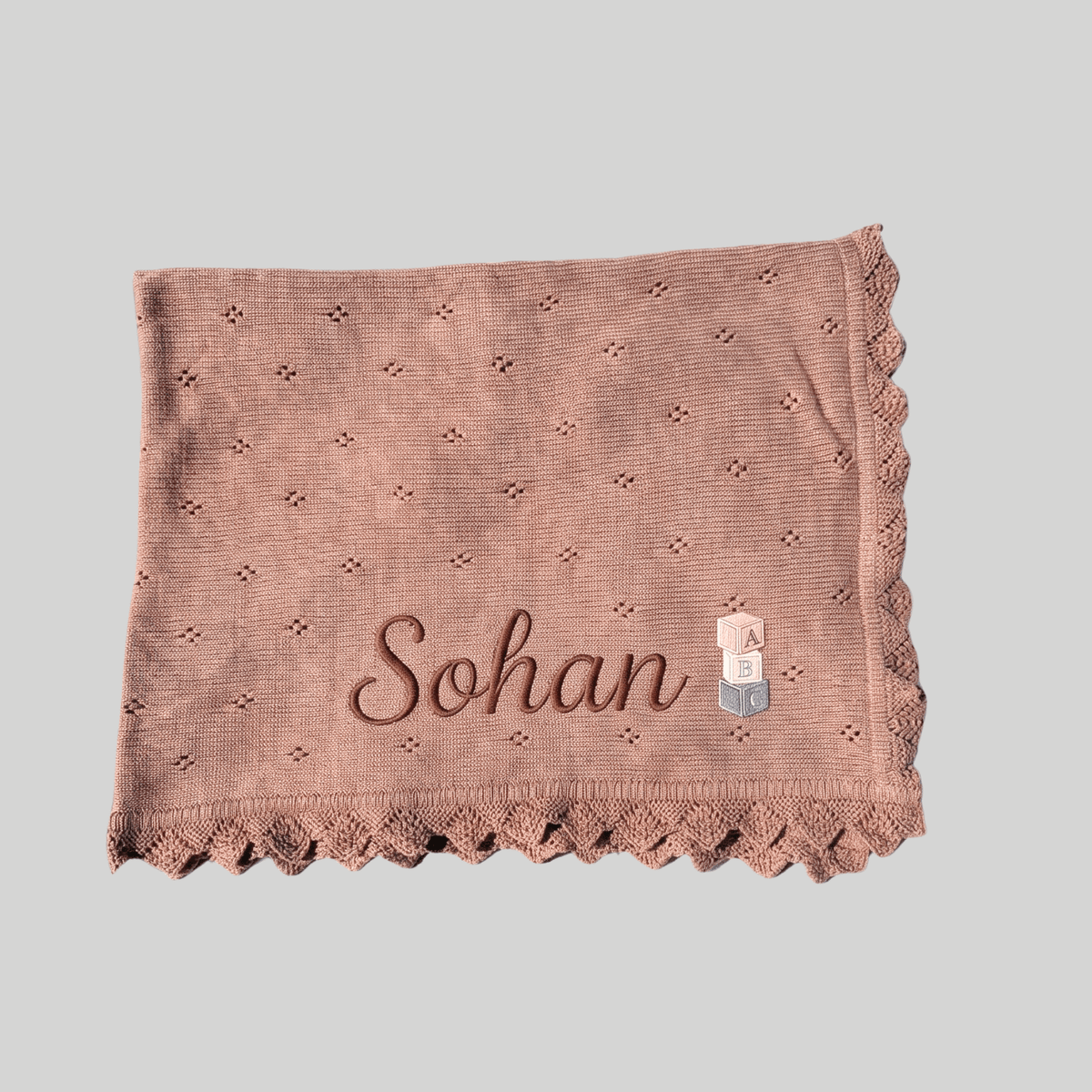 Couverture tricotée personnalisée, cadeau de naissance