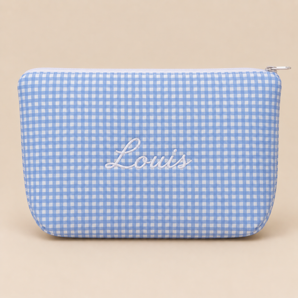 Trousse de toilette Vichy brodé au prénom
