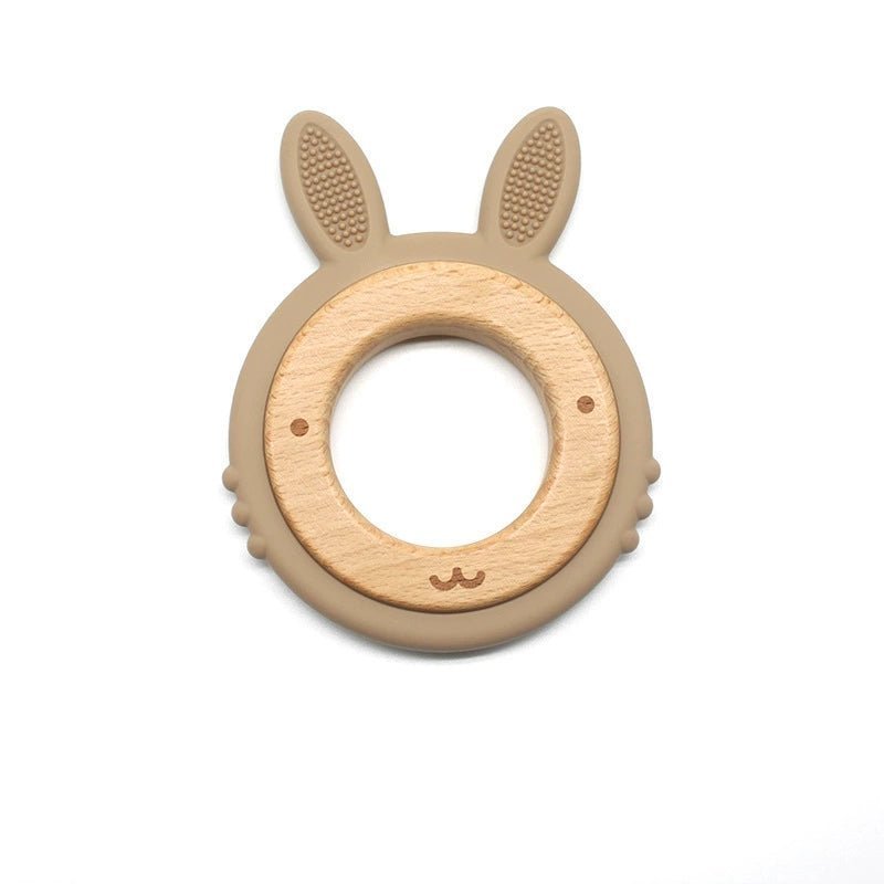 Anneau de dentition Lapin en bois naturel et silicone alimentaire