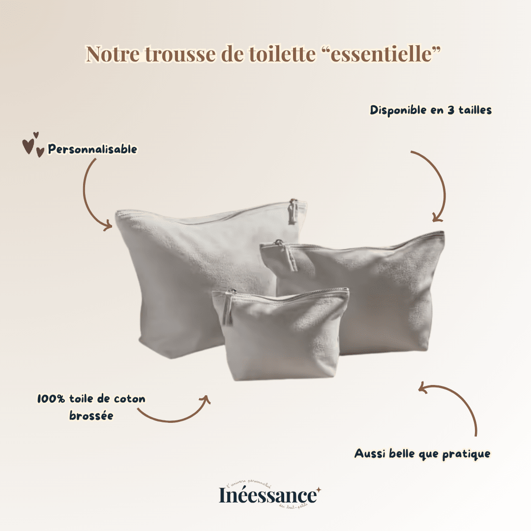Trousse de toilette personnalisée Ineessance, coloris au choix