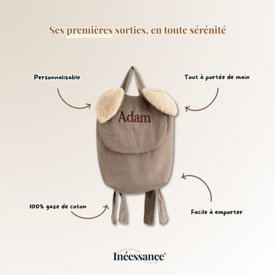 Sac à dos Lapinou brodé au prénom de l'enfant
