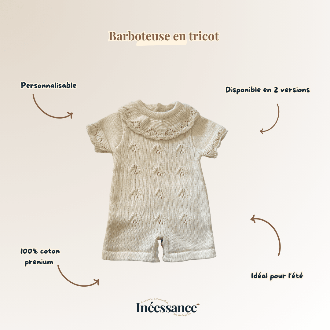 Barboteuse en tricot de coton personnalisable avec le prénom