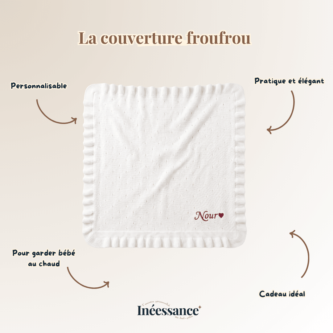 Couverture froufrou brodée dans notre atelier français
