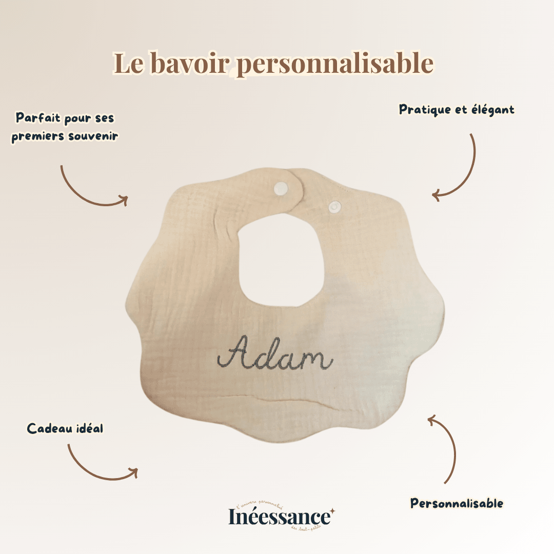 Bavoir bébé en gaze de coton forme vaguelettes