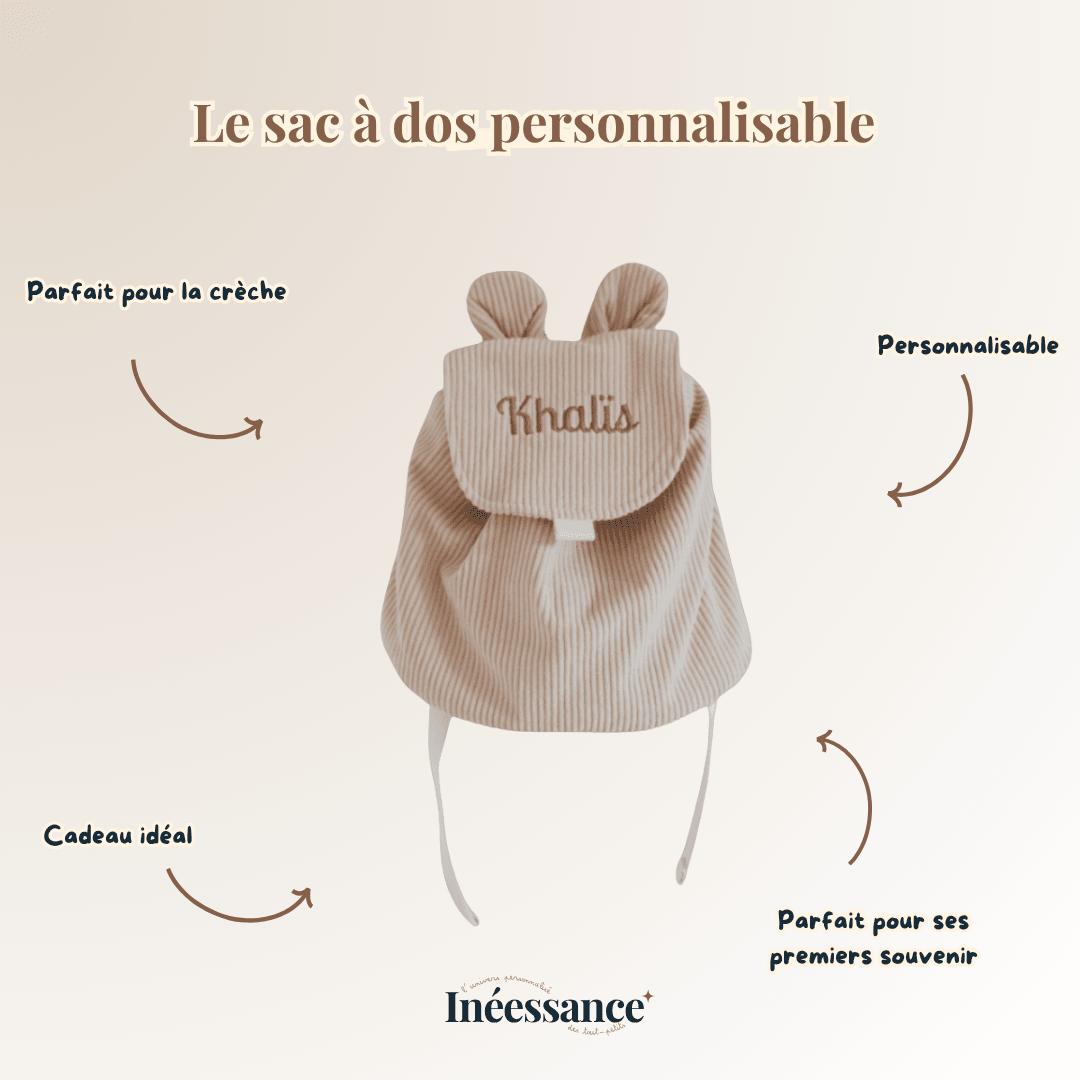 Sac à dos Mini Oreilles brodé au prénom de l'enfant